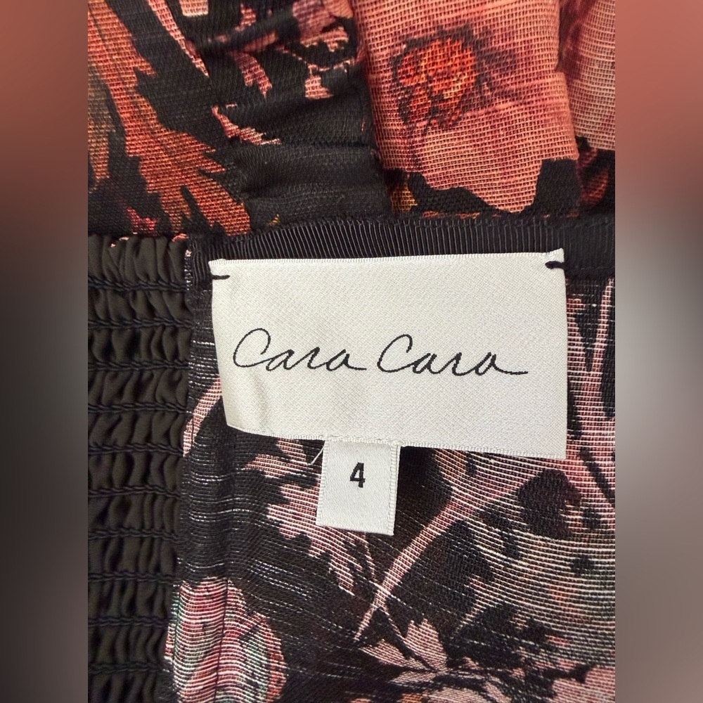 NEW Cara Cara Phoebe Floral Linen Silk Midi Bustier Dress Pindell Black US 4 UK8 - Picture 8 of 16